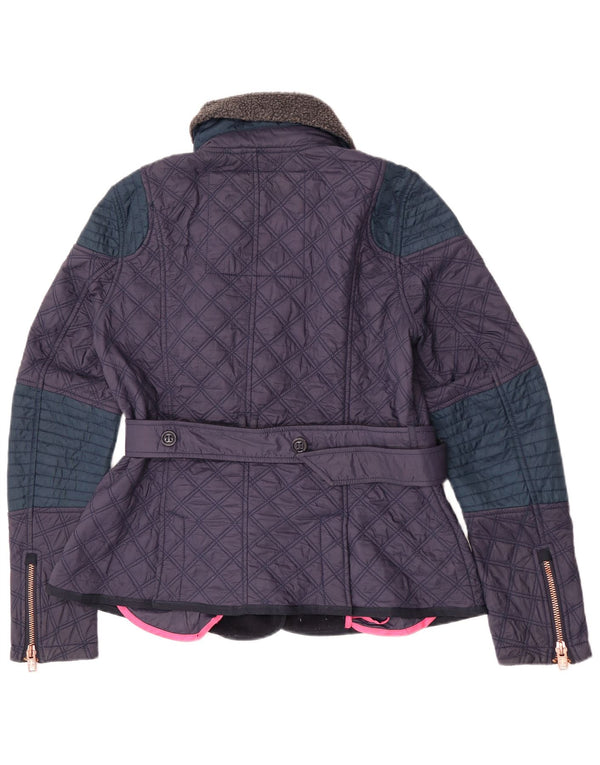 Superdry Chaqueta Acolchada Para Mujer UK 44 Medium Azul Marino Colorblock Nylon