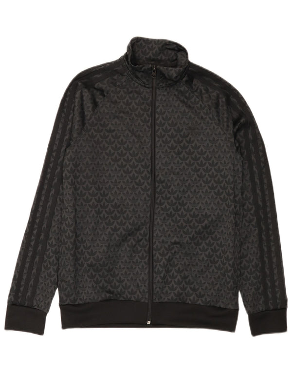 Adidas Boys Graphic Chándal Top Chaqueta 12-13 Años Negro Poliéster