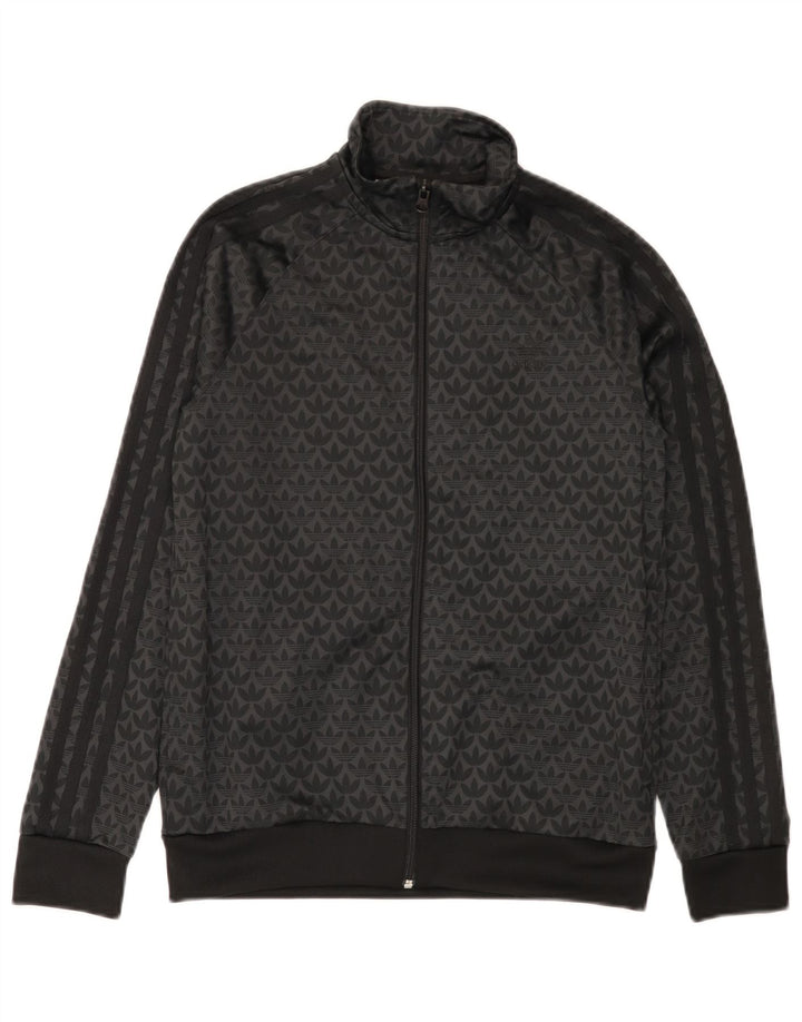 Adidas Boys Graphic Chándal Top Chaqueta 12-13 Años Negro Poliéster