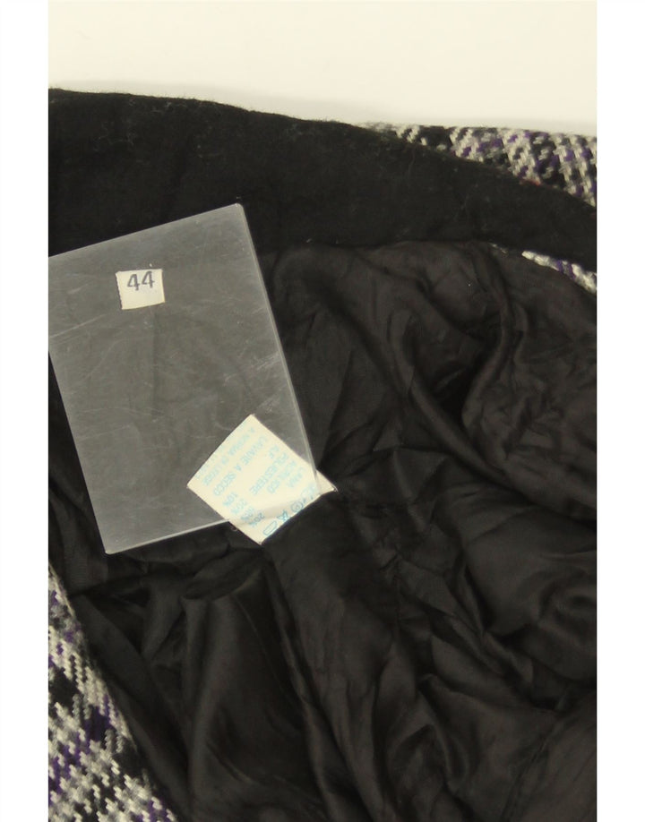 Vintage mujer 3 botones Blazer chaqueta IT 44 lana de pata de gallo gris medio