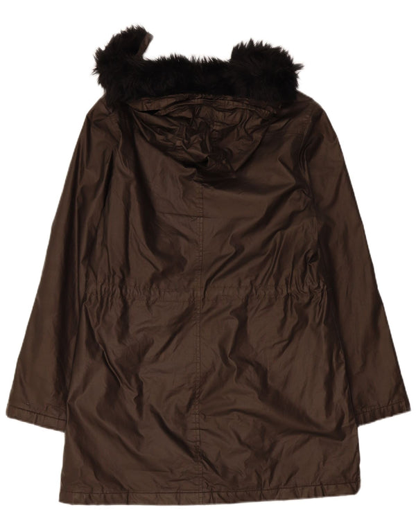 Marks & Spencer Chaqueta Parka con Capucha para Mujer UK 10 Small Marrón Poliamida
