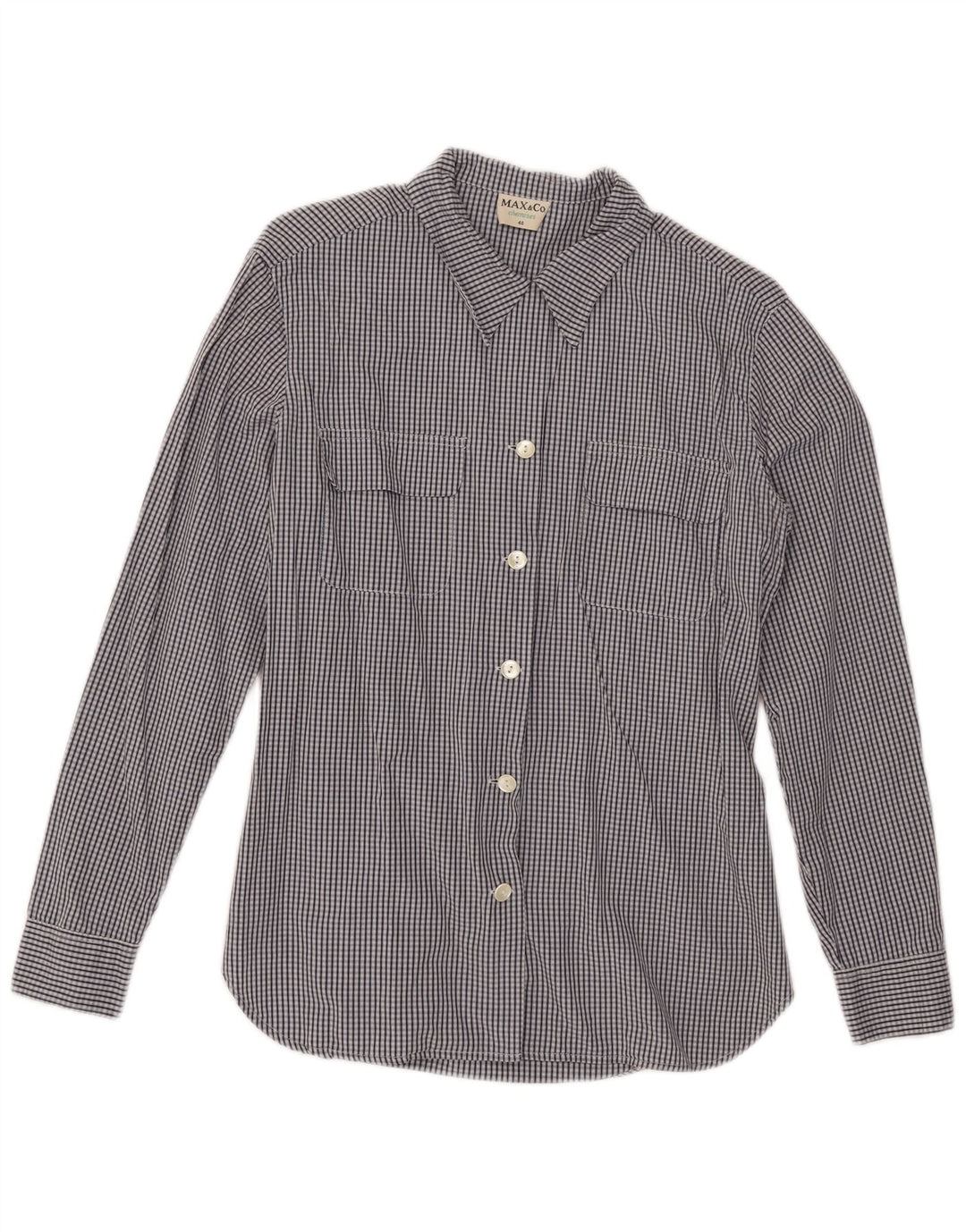 Max & Co. Camisa para mujer IT 46 Grande Azul marino Cuadros Algodón