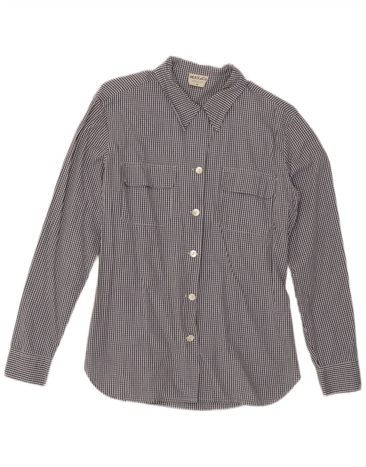 Max & Co. Camisa para mujer IT 46 Grande Azul marino Cuadros Algodón