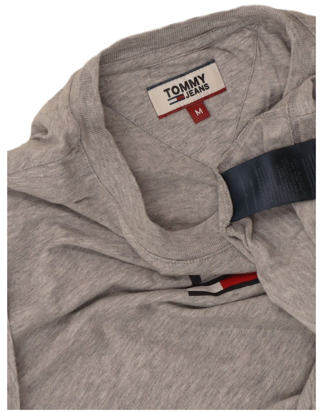 TOMMY HILFIGER Camiseta gráfica para mujer Top UK 44 Algodón moteado gris medio