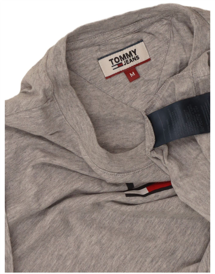 TOMMY HILFIGER Camiseta gráfica para mujer Top UK 44 Algodón moteado gris medio