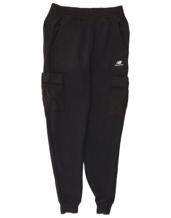 NEW BALANCE Mens Cargo Tracksuit Trousers Joggers Small Black Cotton