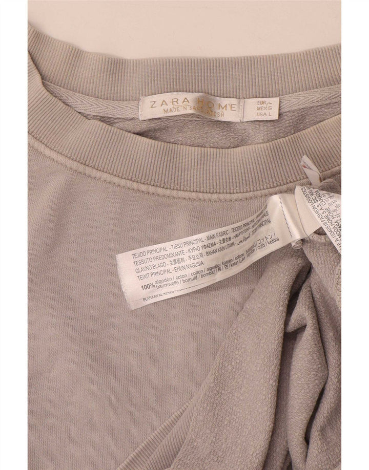 Zara Mujer Sudadera De Gran Tamaño Jersey UK 46 Grande Gris Algodón