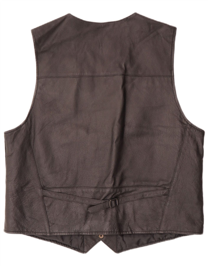 Chaleco de cuero para hombre Wilda 2XL Cuero negro
