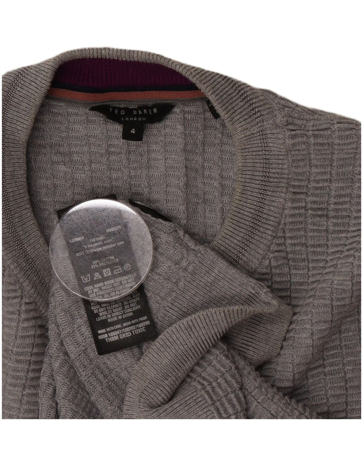 Ted Baker - Jersey de cuello redondo para hombre, talla 4, algodón gris grande