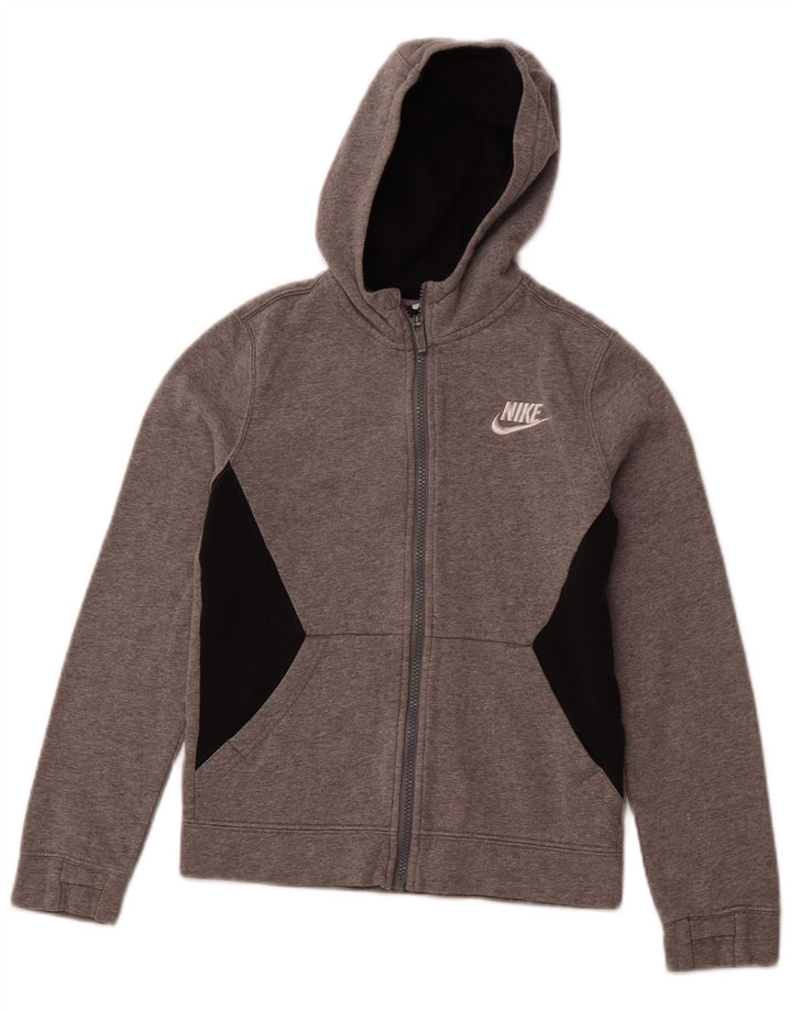 NIKE Sudadera con capucha y cremallera para niños 10-11 años Algodón gris medio con bloques de color