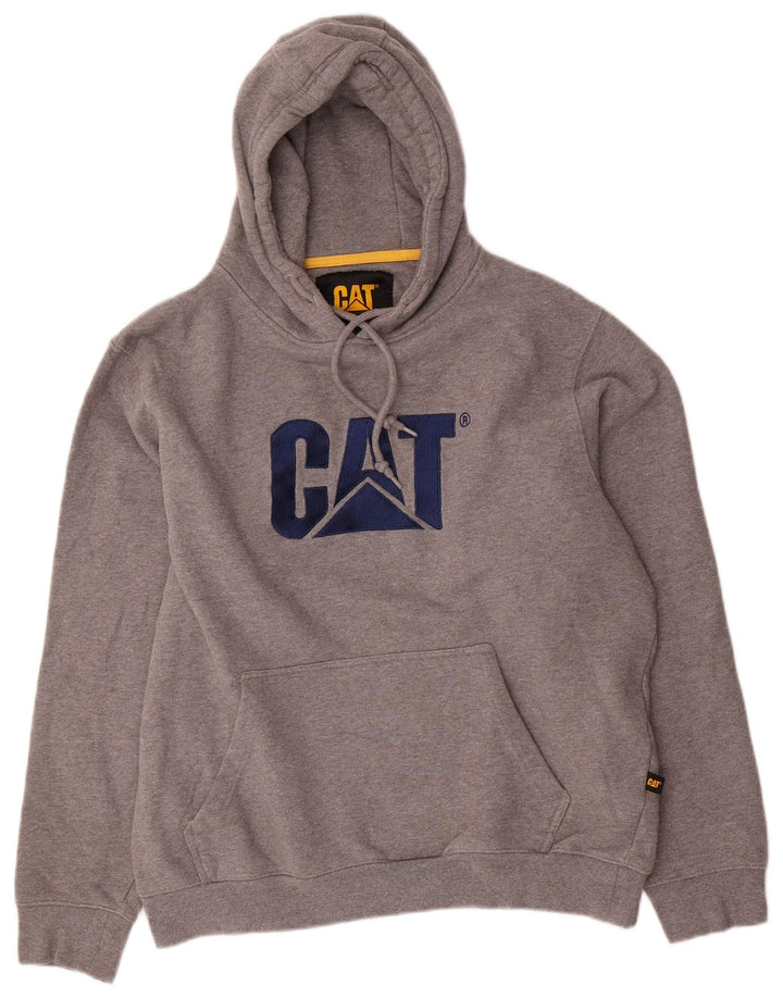 CAT - Sudadera con capucha para hombre, diseño gráfico, algodón gris grande