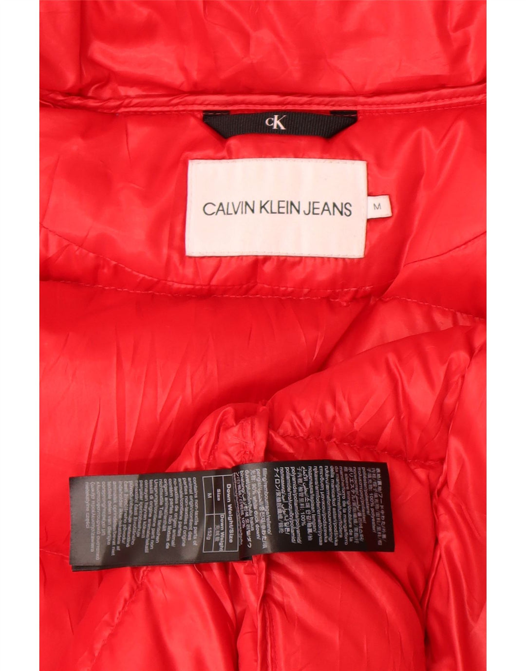 Calvin Klein Jeans Chaqueta acolchada con capucha para mujer UK 14 Poliéster rojo mediano