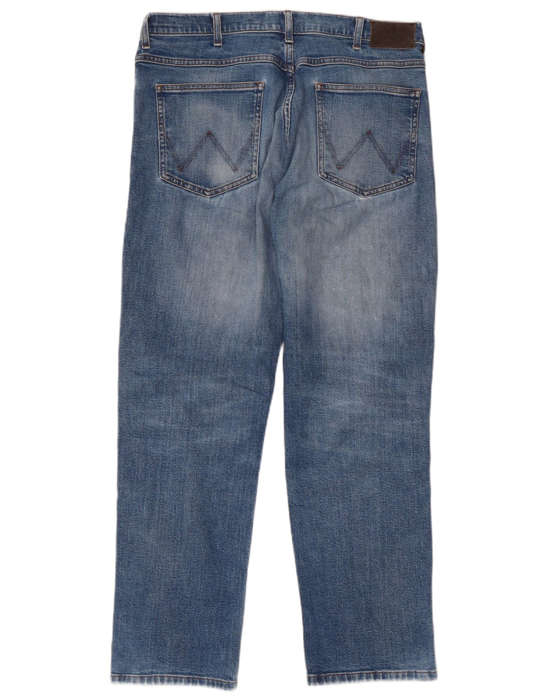 WRANGLER Vaqueros rectos desgastados para hombre W34 L30 Algodón azul