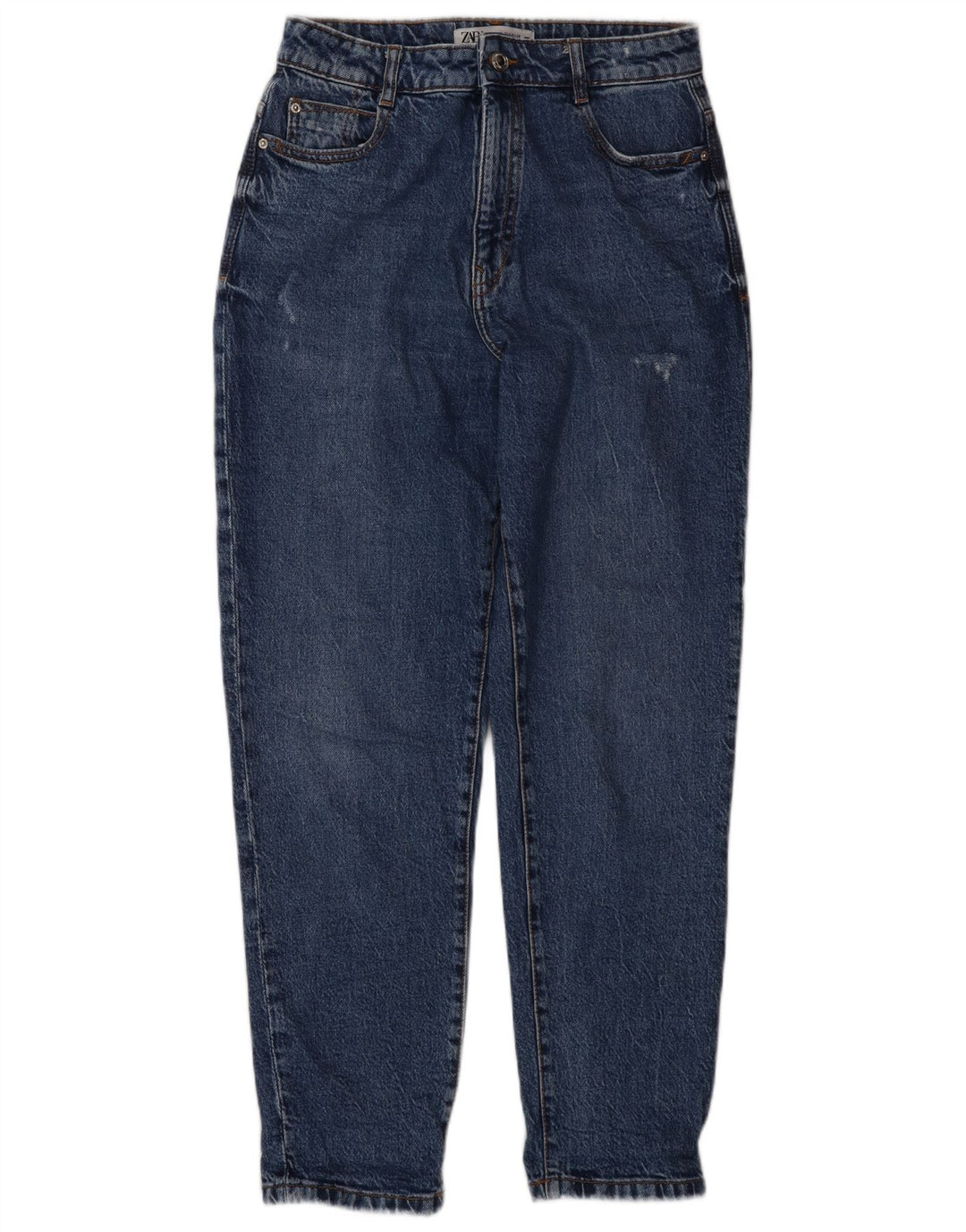 ZARA Womens Distressed Tapered Jeans EU 38 Small W28 L29 Blue