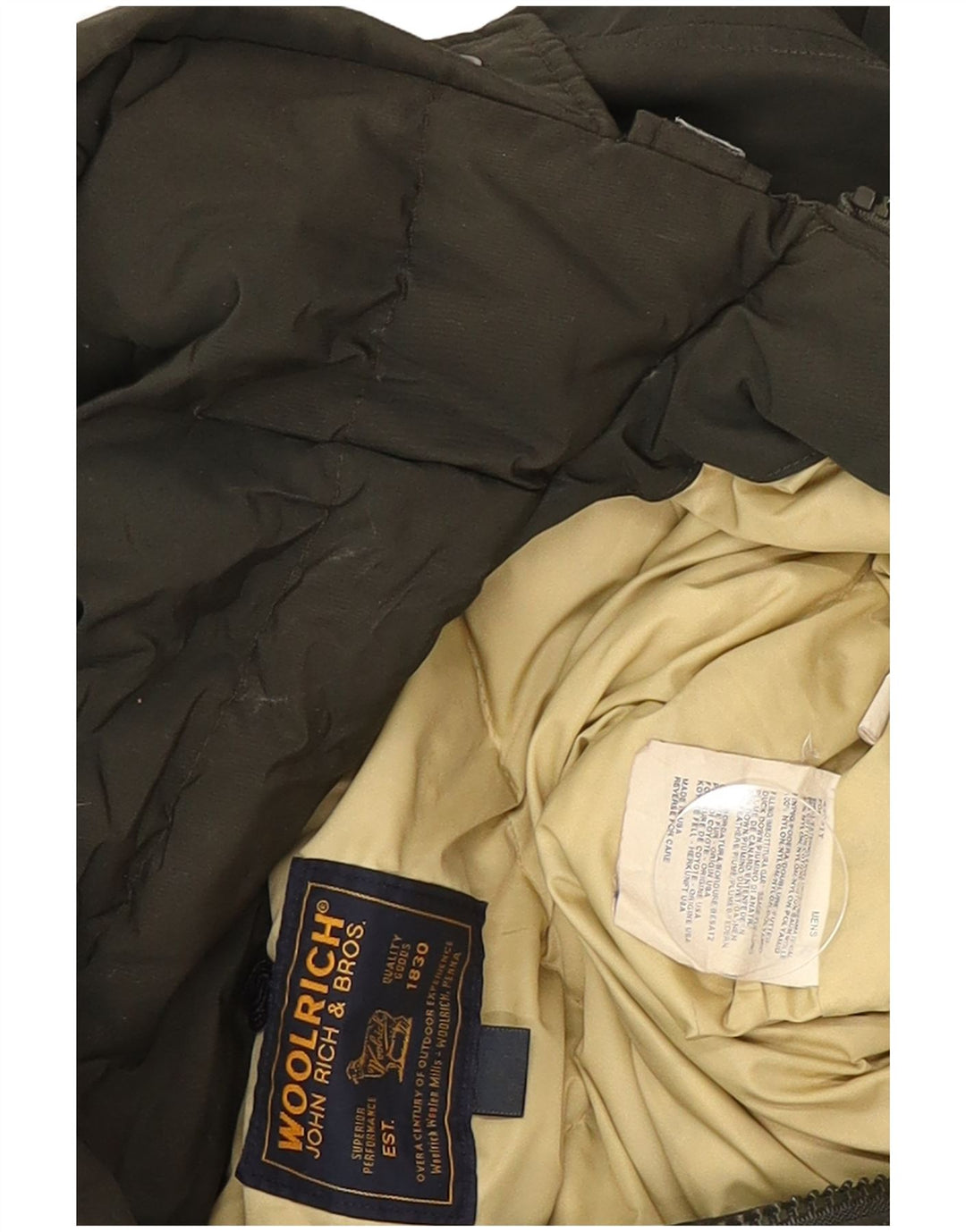 Woolrich Chaqueta acolchada con capucha para hombre UK 40 Large Algodón caqui