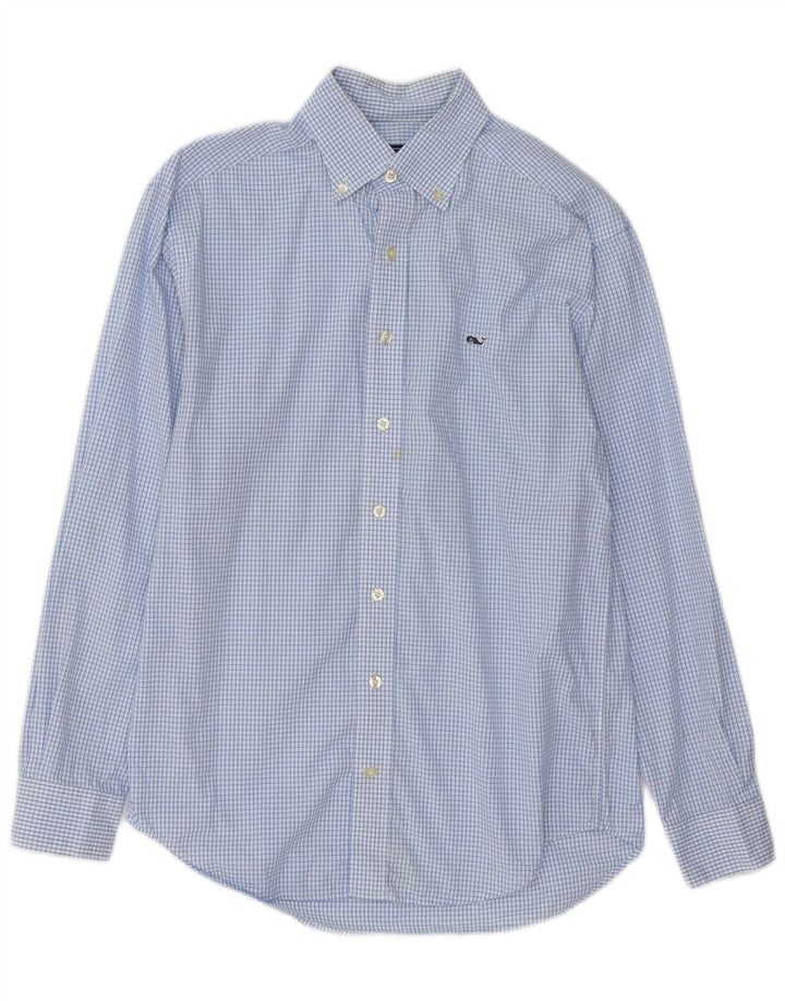 Vineyard Vines Camisa Hombre Algodón Cuadros Azul Pequeño