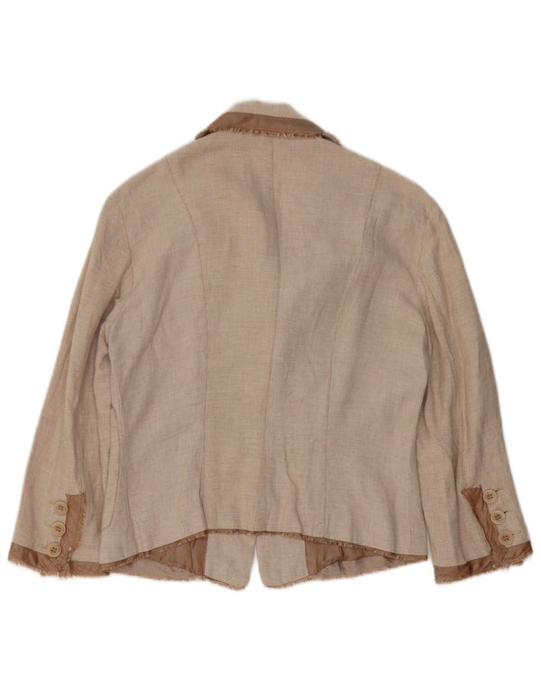 Pinko Chaqueta tipo blazer de 3 botones para mujer UK 8 Small Beige Cotton