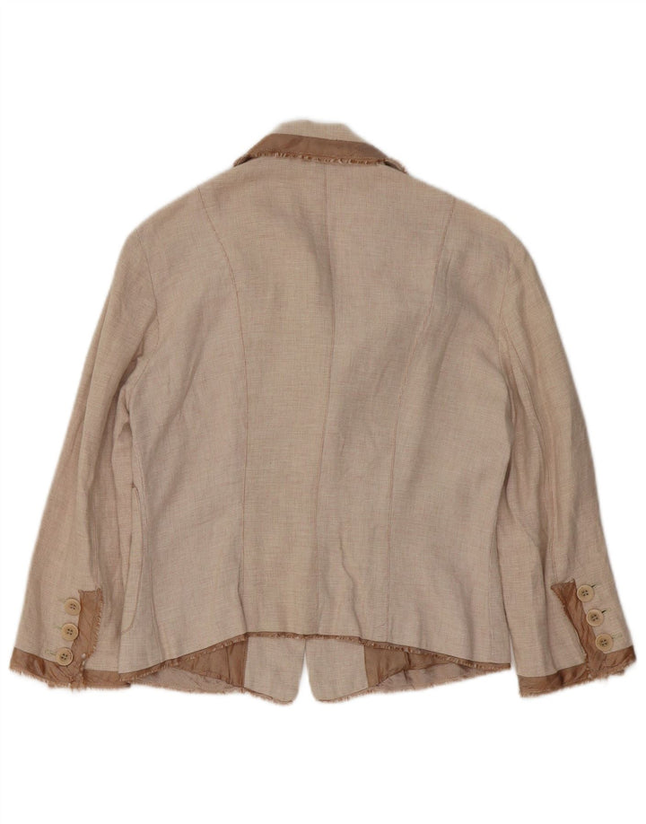 Pinko Chaqueta tipo blazer de 3 botones para mujer UK 8 Small Beige Cotton