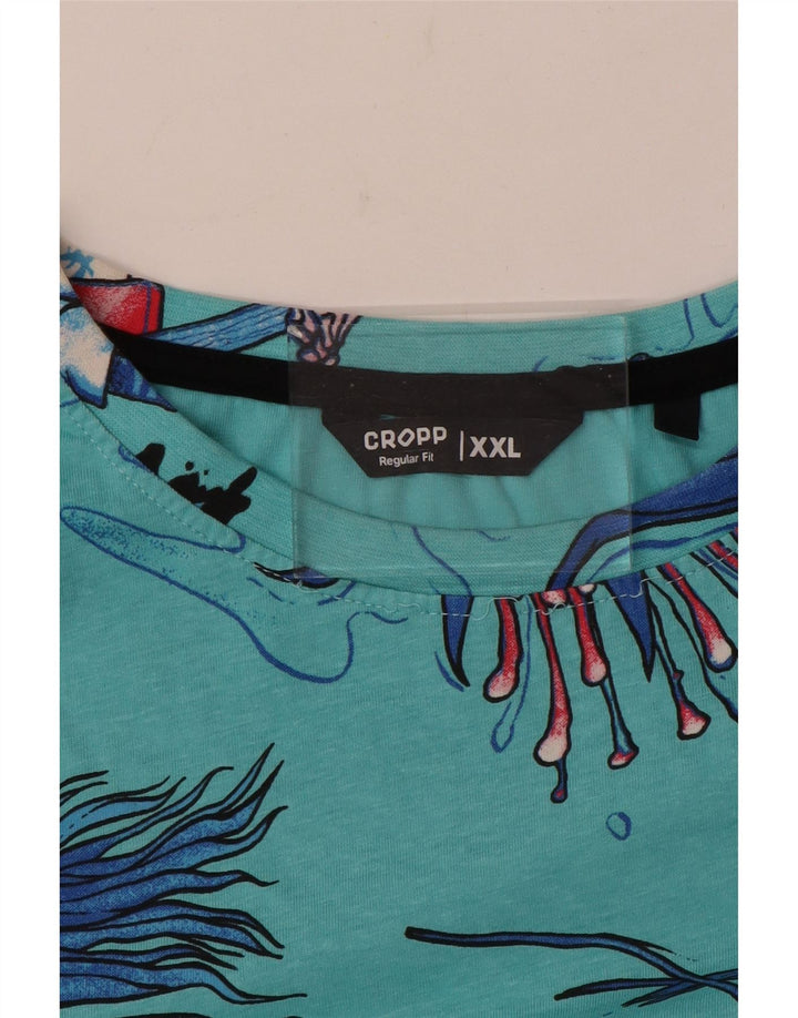 Cropp Camiseta gráfica de corte regular para hombre Top 2XL Turquesa