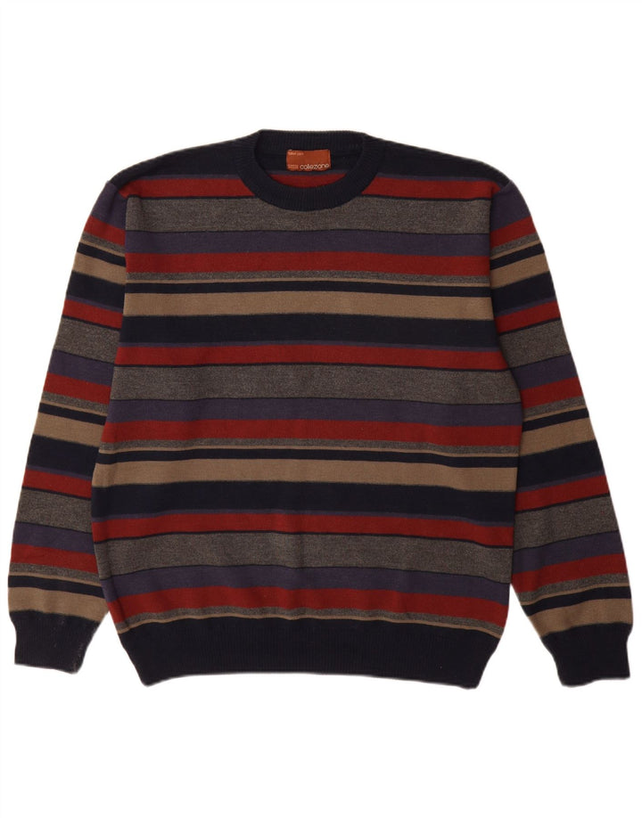 Marks & Spencer - Jersey de cuello redondo para hombre, talla mediana, multicolor, a rayas