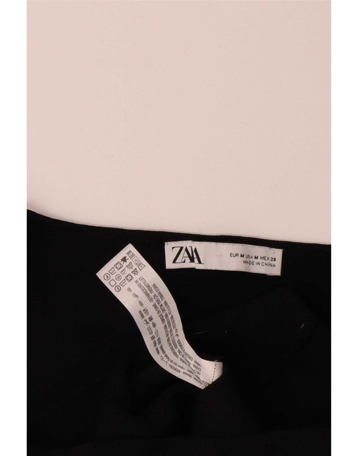 Zara Top corto de manga 3/4 para mujer UK 42 Viscosa negra mediana