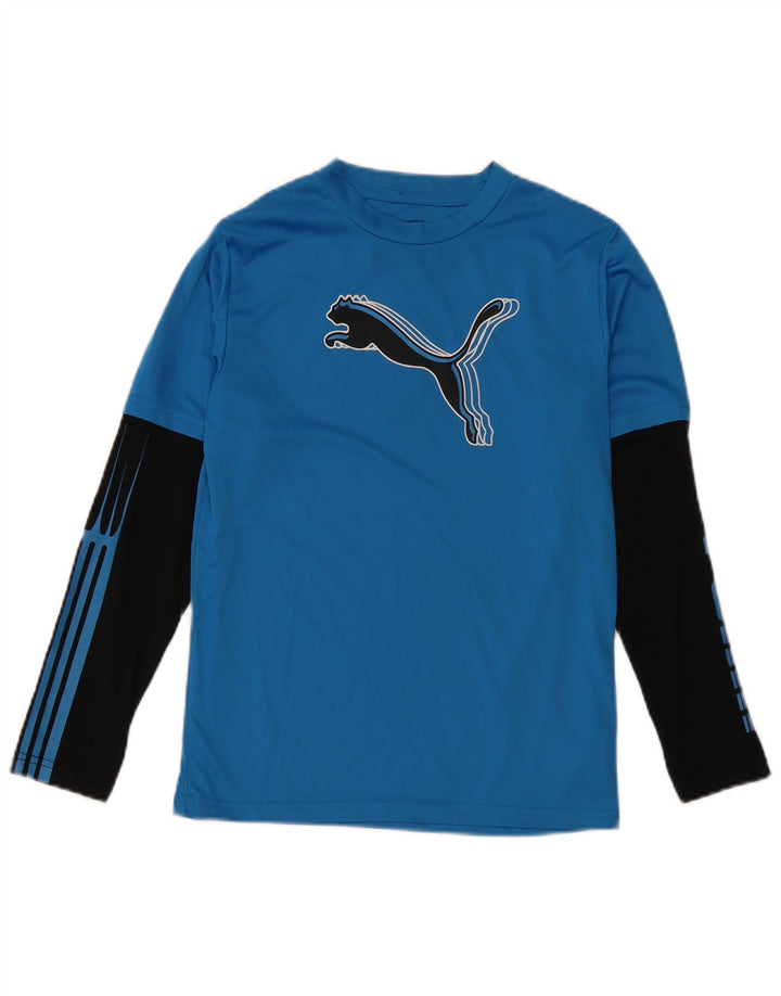 Puma Boys Graphic Top manga larga 11-12 años Azul Colorblock Poliéster