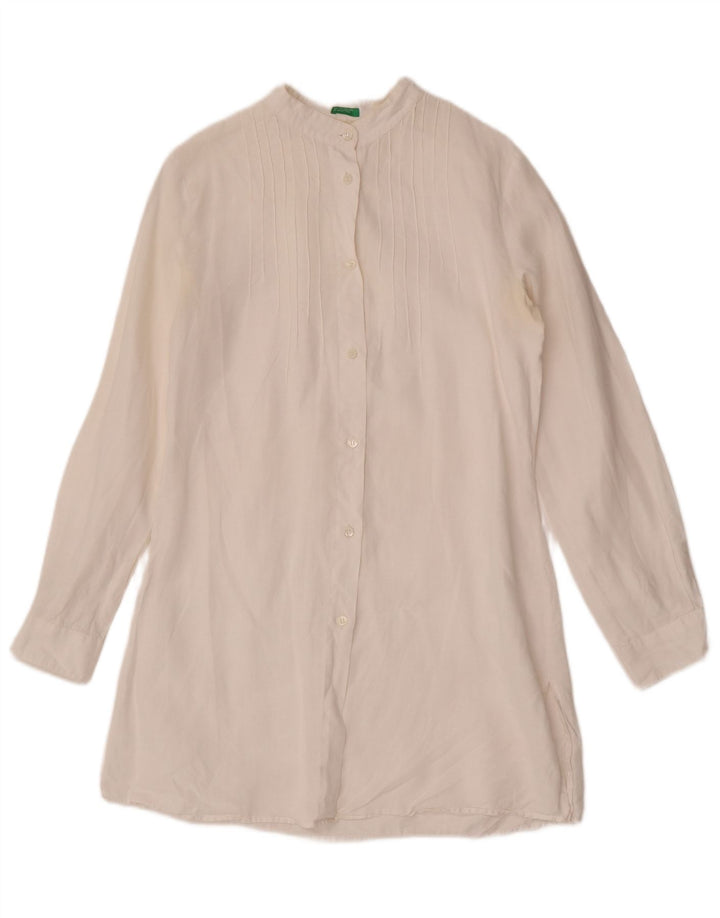 Benetton Vestido Camisero Mujer ES 40 Pequeño Blanco