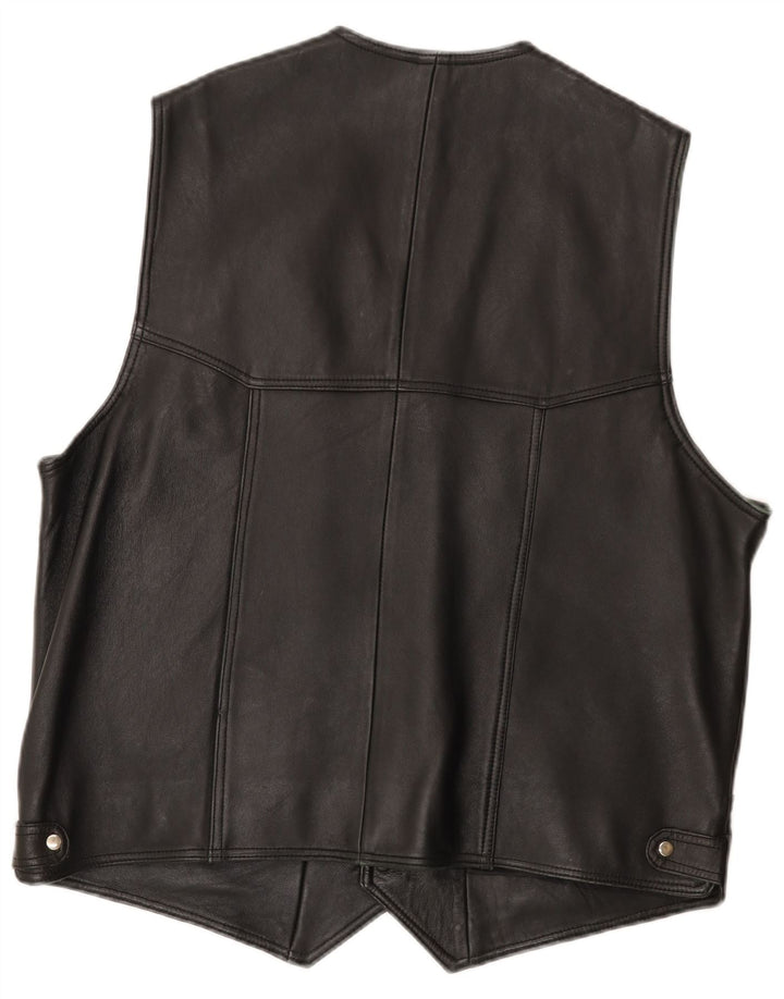 Chaleco de cuero vintage para hombre IT 56 3XL Negro