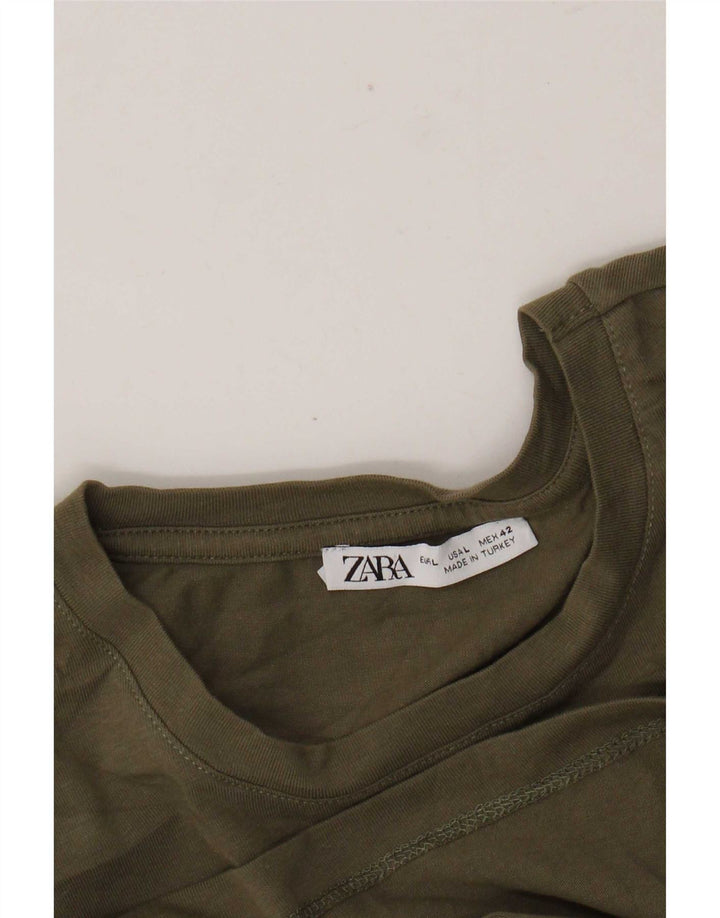Zara Hombre Camiseta Top Grande Caqui