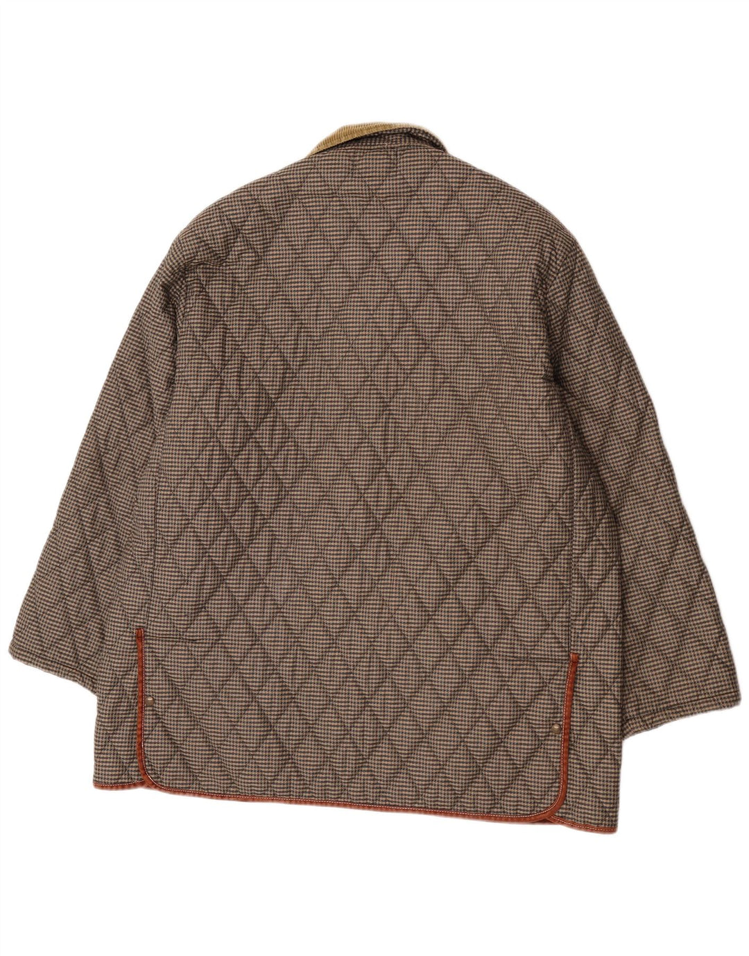 Chaqueta Acolchada Vintage para Hombre UK 44 2XL Marrón Pata de Gallo Poliéster