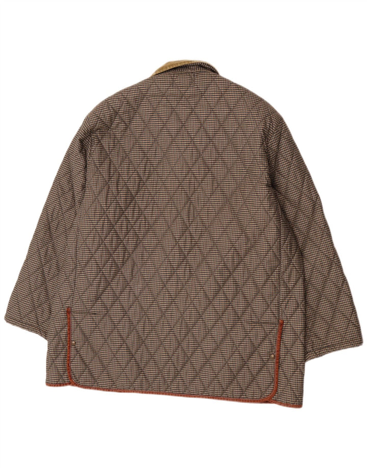 Chaqueta Acolchada Vintage para Hombre UK 44 2XL Marrón Pata de Gallo Poliéster