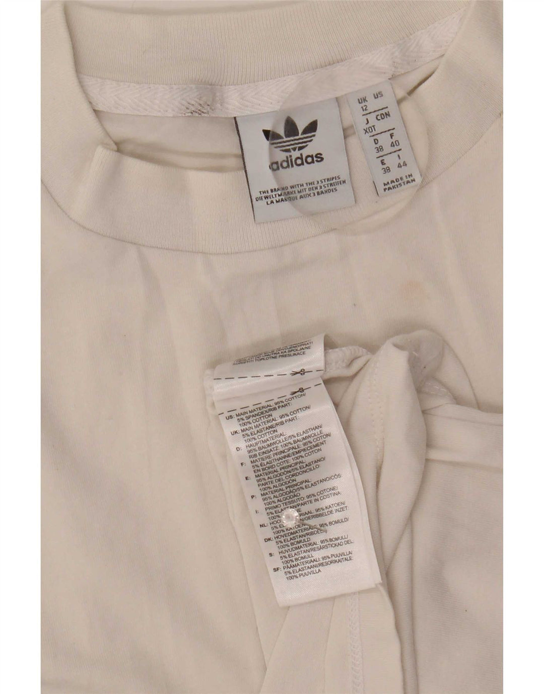 Adidas Mujer Gráfico Chaleco Top Reino Unido 12 Medio Blanco Algodón