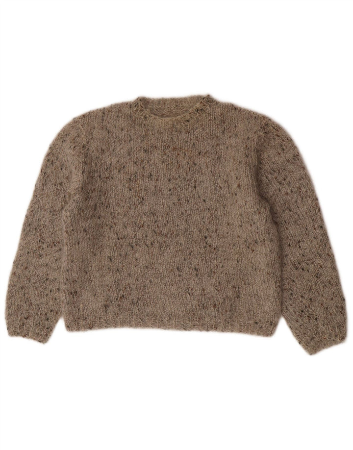 Vintage mujer cuello redondo jersey suéter Reino Unido 14 gris medio moteado