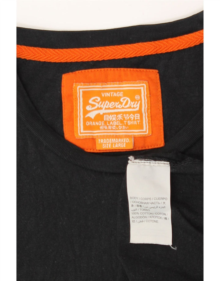 Superdry Camiseta para hombre Top grande de algodón negro