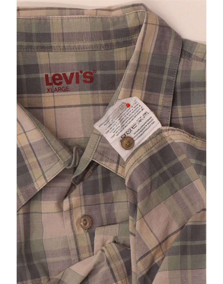 Camisa Levi's Hombre Manga Corta XL Gris Cuadros Algodón
