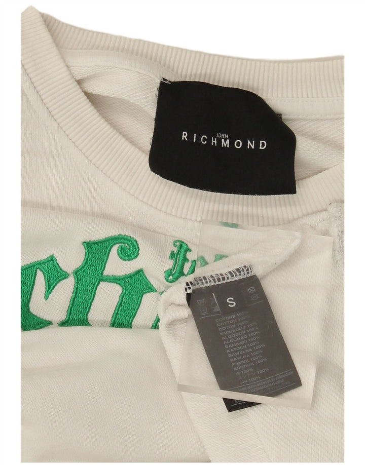 RICHMOND Sudadera con gráfico extragrande para mujer UK 10 Small White