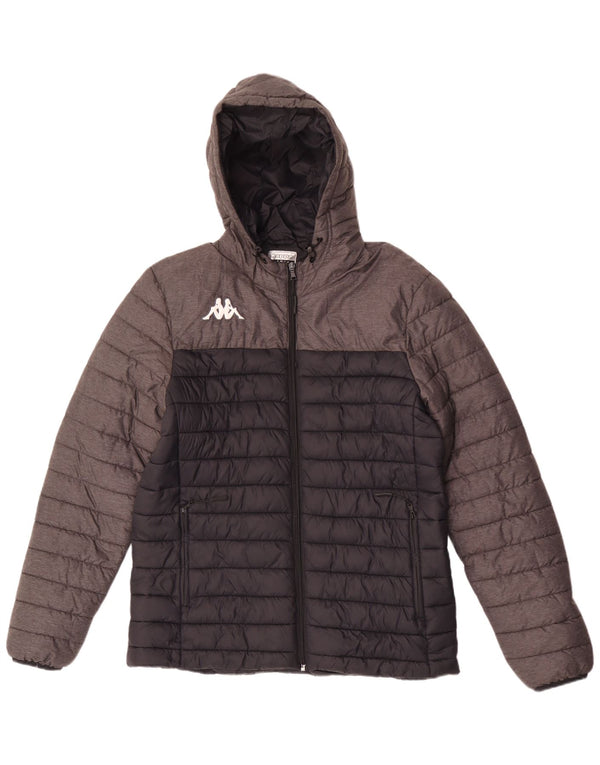 Kappa - Chaqueta acolchada con capucha para hombre, talla 40, color negro, poliamida