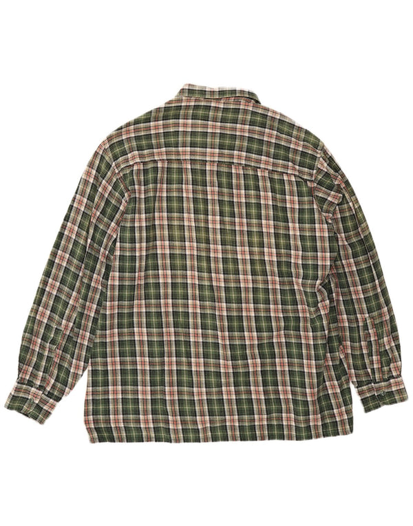 Camisa de franela para hombre Follie Talla 45/46 2XL Algodón a cuadros verde