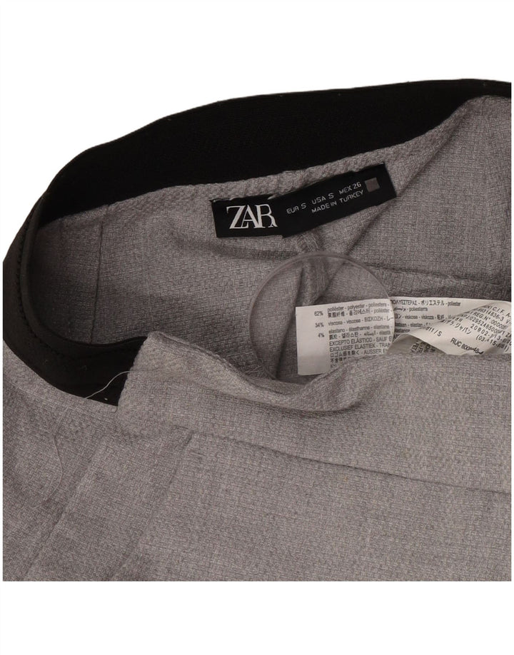 Zara Mujer Pantalón De Traje Slim Small W26 L28 Poliéster Gris