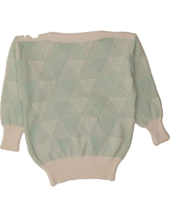 VINTAGE Womens Boat Neck Jumper Sweater IT 42 Medium Green Argyle/Diamond Vintage Vintage and Second-Hand Vintage from Messina Hembry 