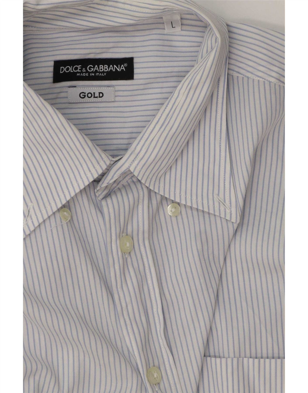 Dolce & Gabbana Camisa Hombre Grande Algodón Rayas Azules