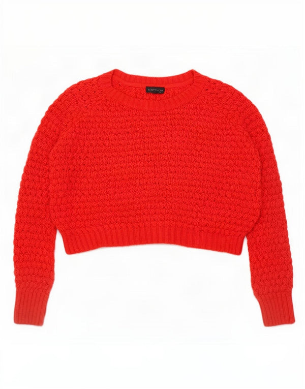 Topshop Suéter tipo jersey con cuello barco de gran tamaño para mujer UK 10 Small Red