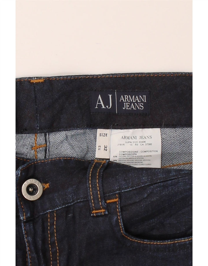 ARMANI Womens Slim Jeans W32 L29 Navy Blue Cotton Vintage Armani and Second-Hand Armani from Messina Hembry 