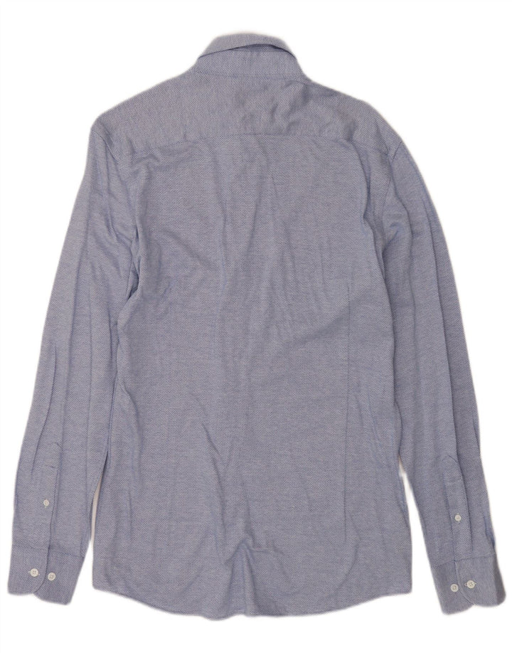 Camisa Massimo Dutti Hombre Algodón Chevron Azul Medio