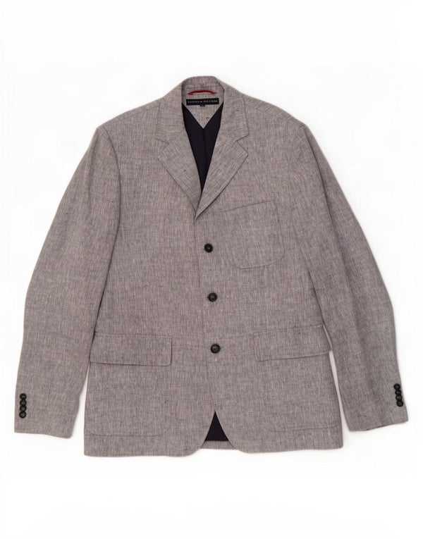 Tommy Hilfiger Chaqueta tipo blazer de 3 botones para hombre IT 52 XL Gris moteado