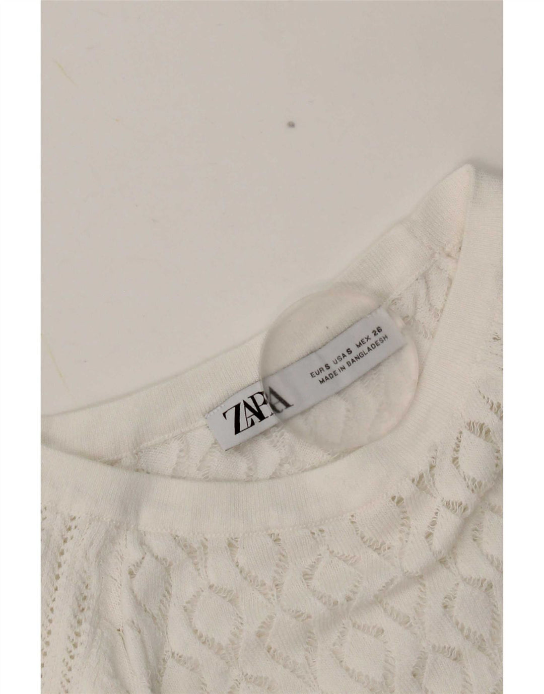 Zara Mujer Blusa Corta Top UK 8 Small Blanco