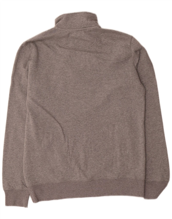 Marks & Spencer - Sudadera con cuello y cremallera para hombre, jersey de algodón moteado en gris medio