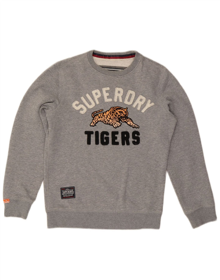 Superdry Hombre Sudadera Gráfica Jumper Small Gris Algodón