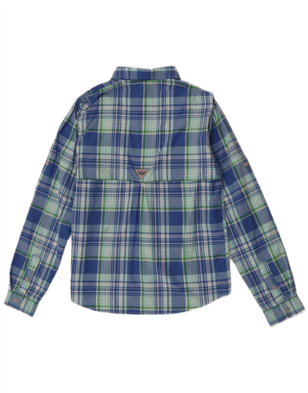 Camisa Columbia para niño de 11 a 12 años, talla grande, nailon a cuadros azules