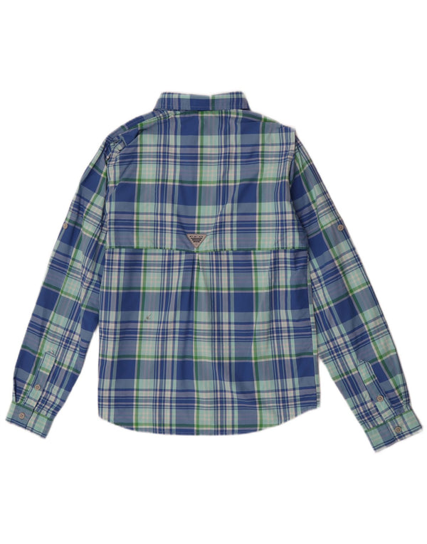 Camisa Columbia para niño de 11 a 12 años, talla grande, nailon a cuadros azules